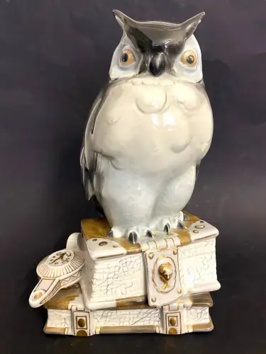 Porzellanfigur "Büchereule", Fraureuth Kunstabteilung - Rarität!