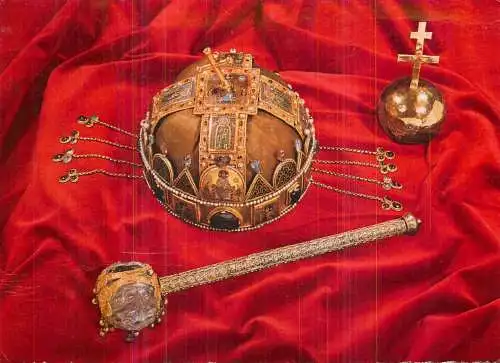 Fine arts Hungary royal crown and sceptre globe