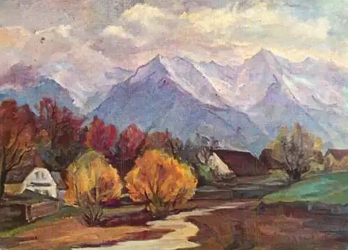 Fine arts paintings Trude Schullerus fresh snow on Fagaras Mountain