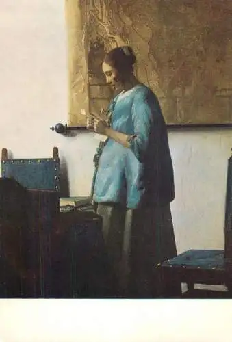 Fine arts paintings Johannes Vermeer young woman reading a letter