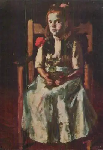 Fine arts paintings Koszta Jozsef girl with geranium