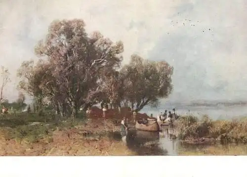 Fine arts paintings Meszoly Geza fishermen camp at Balaton lake