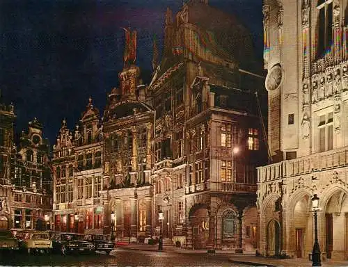 Belgium Bruxelles Market Place by night partial view