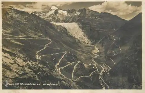 Switzerland Furka mit Rhonegletscher und Grimselstrasse