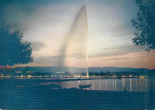 Switzerland Geneve Jet d'Eau au Crepuscule
