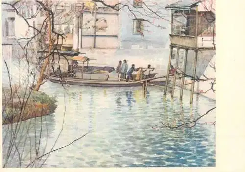 Wasserdorf sudlich des Jangtse-kiang Hu Cui-zhong painting