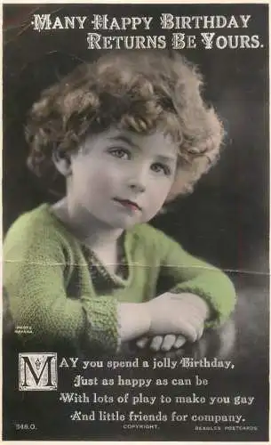 Beagles postcard Birthday greetings 1933 children portraits & scenes