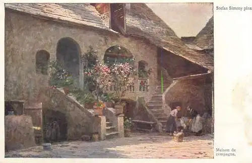 Fine art vintage postcard AK Stefan Simony - Maison de campagne