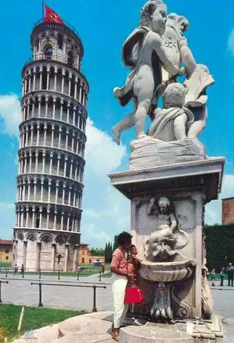 Italy Pisa Leaning Tower and statue monument