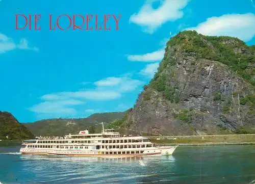 Germany Die Loreley Rock and sailing vessel on the Rhine