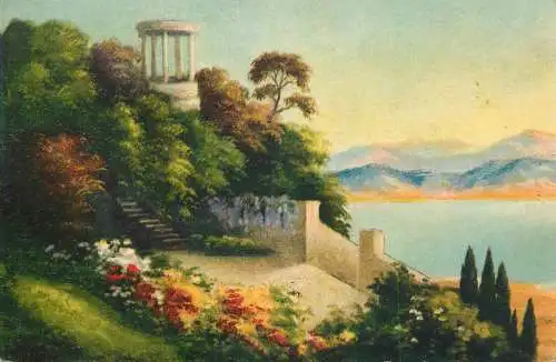 Landscape with trees old postcard
