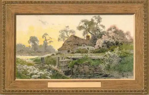 Painting vintage fine art postcard