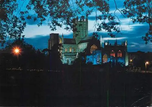 England Somerset Wells Cathedral by night
