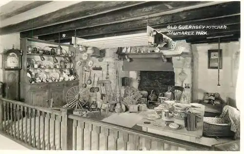 Old Guernsey kitchen Saumarez Park photographic postcard