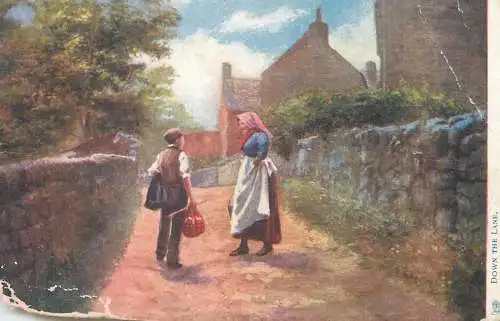 Down the lane fine art postcard 1906