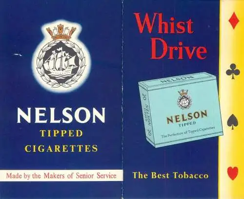 Whist Drive NELSON tipped cigarettes best tobacco club card