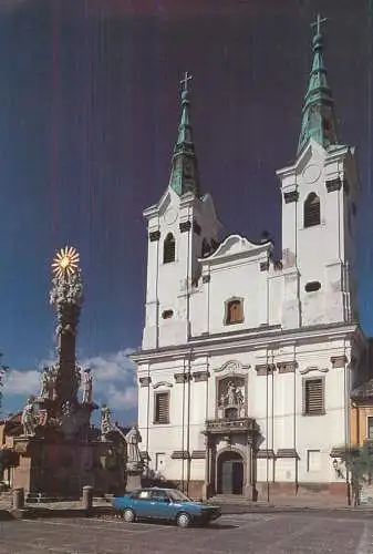 Hungary Vac Holy Trinity statue and Piarist church