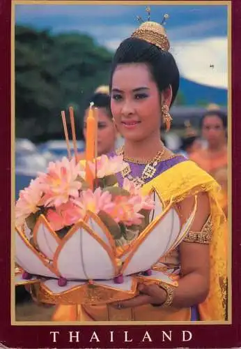 Thailand Sukhothai Loy Krathong Festival beautiful woman with traditional costume