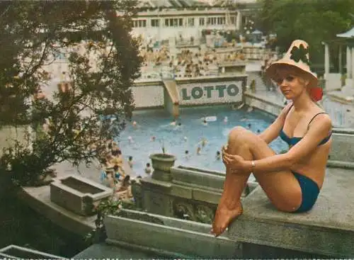 Hungary Budapest Gellert furdo strand beautiful woman bathing suit