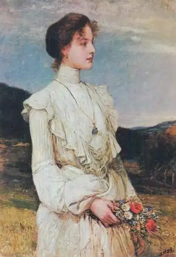 Portrait of a woman in spring Lotz Karoly signed painting