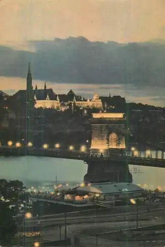 Hungary Budapest Chain Bridge evening city view