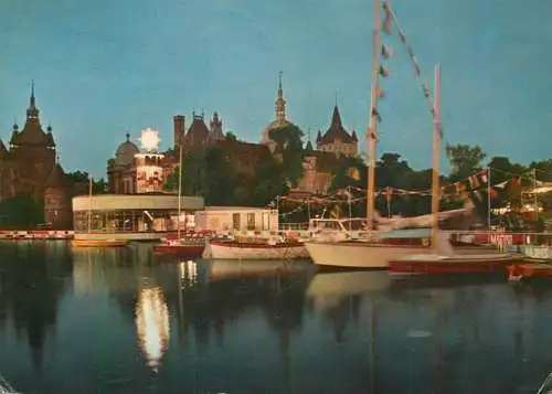 Hungary Budapest International Fair nocturnal view boats harbour scenery