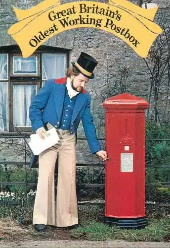 Postal services post related postcard England Holwell Dorset letter box at Barnes Cross and Postman