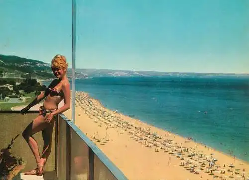Bulgaria Varna beach view & beautiful woman