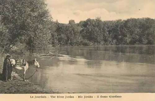 Jordan river man watering the horse