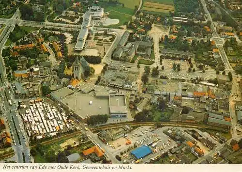 Netherlands Ede Oude Kerk, Gemeentehuis en Markt aerial view