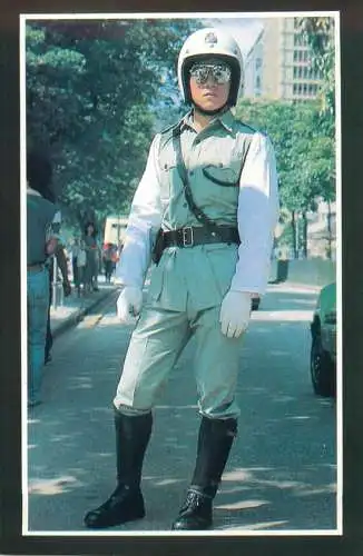 Hong Kong Kung Fu actor Jacky Chan summer police uniform