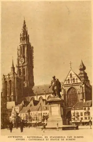 Belgium Antwerpen Cathedrale et statue de Rubens