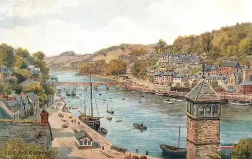 United Kingdom England Looe river bridge