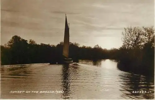 United Kingdom England sunset on the Broads
