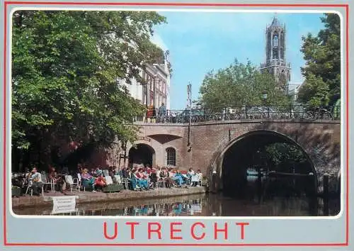 Netherlands Utrecht Oudegracht with terrace