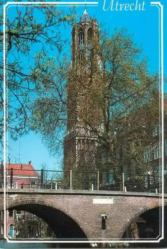 Netherlands Utrecht Oudegracht met Gaardbrug en Domtoren