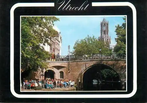 Netherlands Utrecht Oudegracht with terrace on the wharf