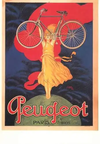 Poster postcard Peugeot bicycle affiche Jean Carlu