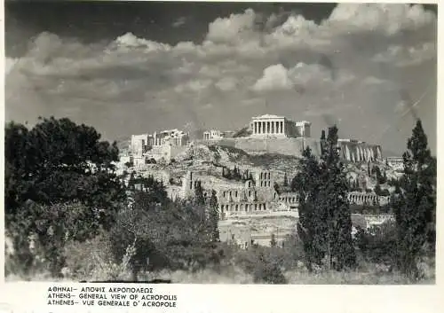 Athens Acropole general view photographic postcard
