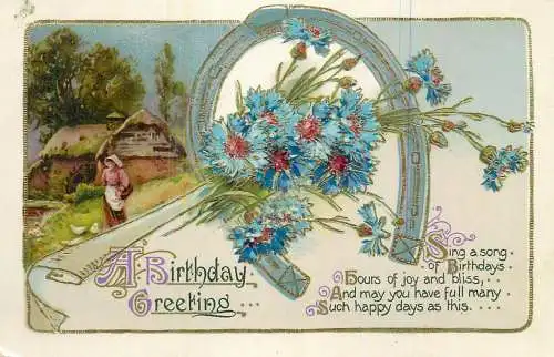 Birthday greetings lick floral horseshoe fantasy
