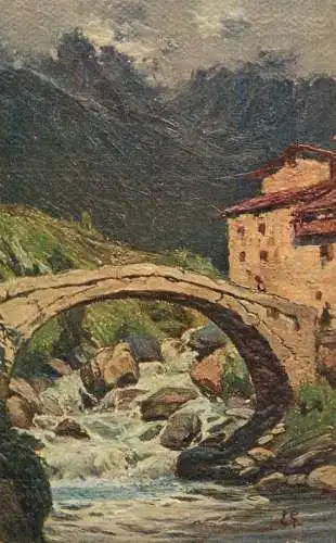 Bridge vintage art postcard