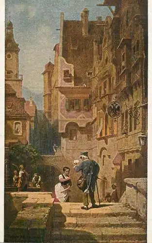 Allemagne Landschaft AK F.A. Ackermann Carl Spitzweg der Brieftrager