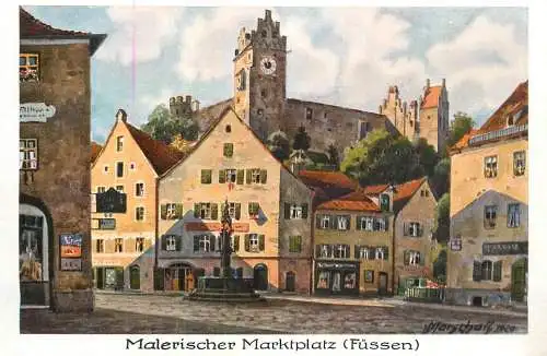 Allemagne Landschaft AK Fussen Malerischer Marktplatz