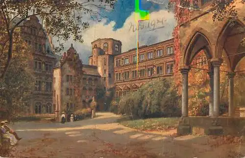 Allemagne Landschaft AK Heidelberg castle