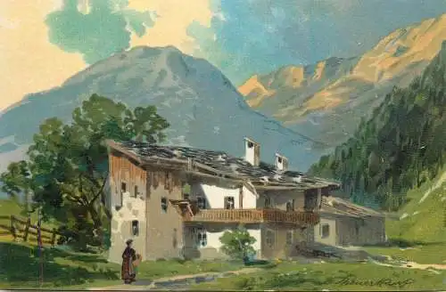 Allemagne Landschaft AK cottage in natur