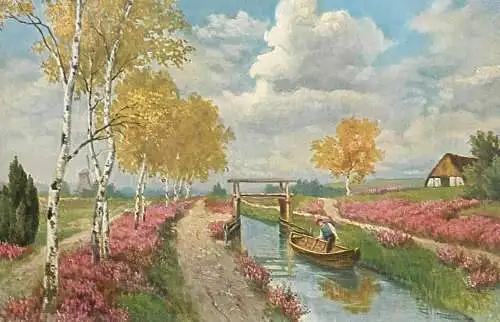 Allemagne Landschaft AK chanel boat