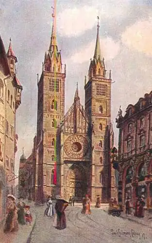 Allemagne Landschaft AK Nurnberg Lorenzkirche
