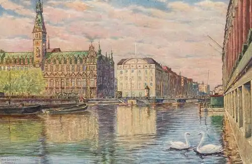 Allemagne Landschaft AK Hamburg city hall Reichsbank