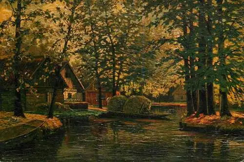 Allemagne Landschaft AK E.H. Lorenz Spreewald