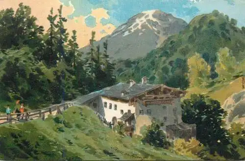 Allemagne Landschaft AK mountain scene hike hotel